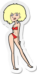 sticker of a cartoon woman in bikini