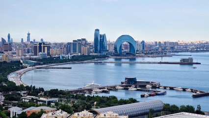 Fototapeta premium Baku Panoramic View, Discovering the highlights of Baku, the capital of Azerbaijan