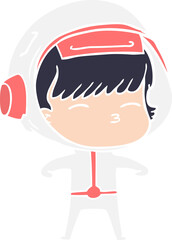 flat color style cartoon curious astronaut