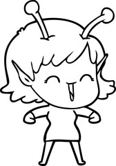 cartoon alien girl laughing
