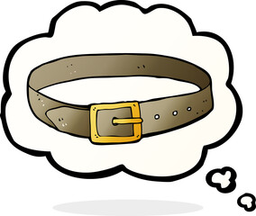 cartoon leather belt with thought bubble