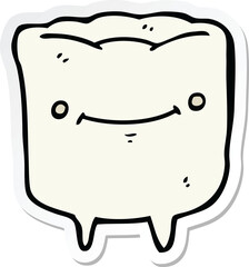 sticker of a cartoon happy tooth