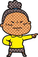 cartoon annoyed old lady