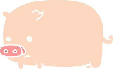 cute flat color style cartoon pig