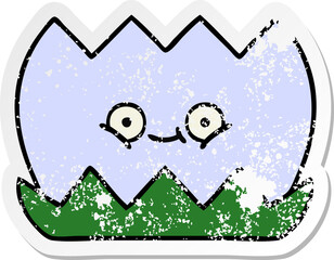 distressed sticker of a cute cartoon water lilly