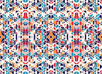 Rapport retro style with lines abstract form figures geometrics random. Seamless tileable pattern of lines crossed and shapes in abstract style in white background. Generative AI