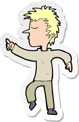 sticker of a cartoon man pointing