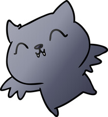 freehand drawn gradient cartoon of cute kawaii bat
