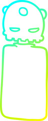 cold gradient line drawing of a cartoon robot