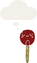 cartoon lollipop with thought bubble in retro style