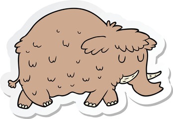 sticker of a cartoon prehistoric mammoth