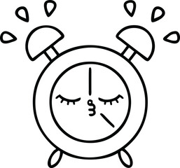 line drawing cartoon of a alarm clock