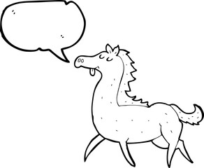 freehand drawn speech bubble cartoon horse