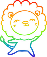 rainbow gradient line drawing of a cartoon lion