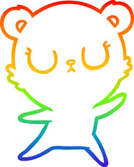 rainbow gradient line drawing of a peaceful cartoon polar bear