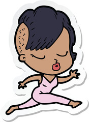 Obraz premium sticker of a cartoon pretty hipster girl