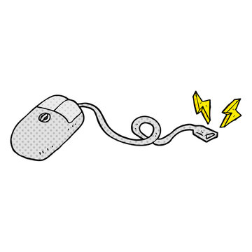 freehand drawn comic book style cartoon computer mouse