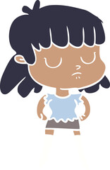 flat color style cartoon indifferent woman