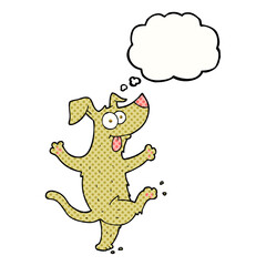 Obraz na płótnie Canvas freehand drawn thought bubble cartoon dancing dog