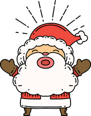 illustration of a traditional tattoo style santa claus christmas character