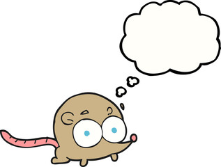 freehand drawn thought bubble cartoon mouse