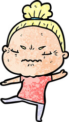 cartoon annoyed old lady