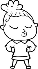 cartoon calm woman