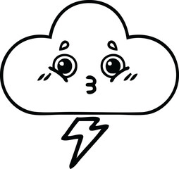 line drawing cartoon of a storm cloud