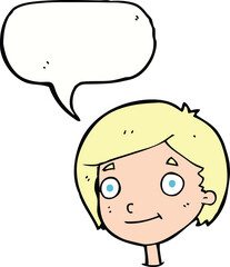 cartoon happy boy with speech bubble