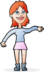 cartoon woman making hand gesture
