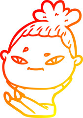 warm gradient line drawing of a cartoon woman