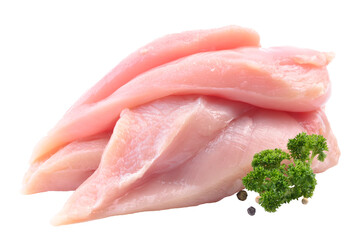 Raw chicken meat on white background