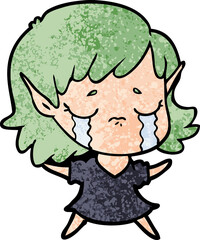 cartoon crying elf girl
