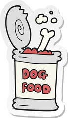 sticker of a cartoon dog food