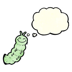 cartoon caterpillar with thought bubble