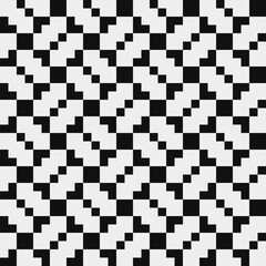 Knitted ornament. Black and white pattern, abstract seamless fashion trend pattern fabric textures, pixel art vector monochrome illustration. Design for web and mobile app.