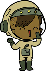 Obraz premium cartoon laughing astronaut girl