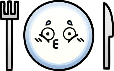 gradient shaded cartoon of a dinner plate