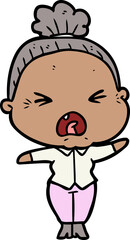 cartoon angry old woman