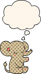 cartoon elephant with thought bubble in comic book style