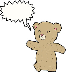 cute cartoon teddy bear with speech bubble