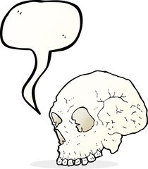 skull illustration with speech bubble