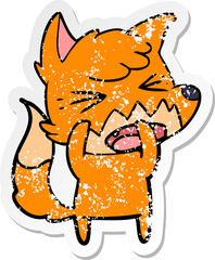 distressed sticker of a angry cartoon fox