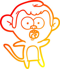 warm gradient line drawing of a cartoon shocked monkey