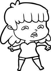 cartoon worried woman