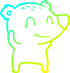 cold gradient line drawing of a smiling polar bear cartoon