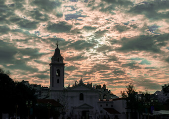 church at sunset