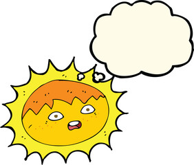 Obraz premium cartoon sun with thought bubble