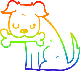 rainbow gradient line drawing of a cartoon dog