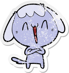 distressed sticker of a cute cartoon dog